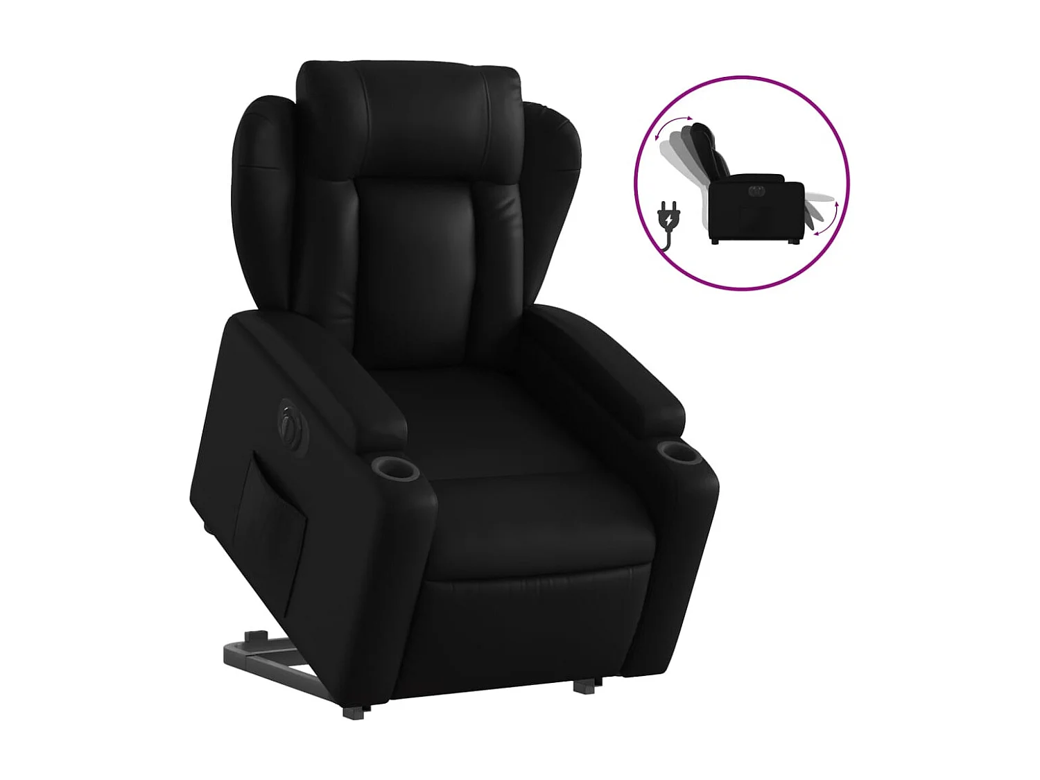 Fauteuil inclinable électrique noir similicuir REO56296