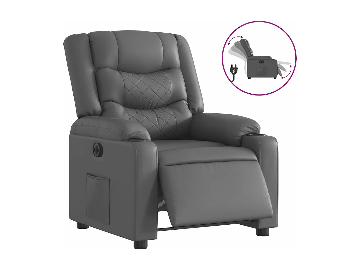 Fauteuil inclinable électrique Gris Similicuir REO95308