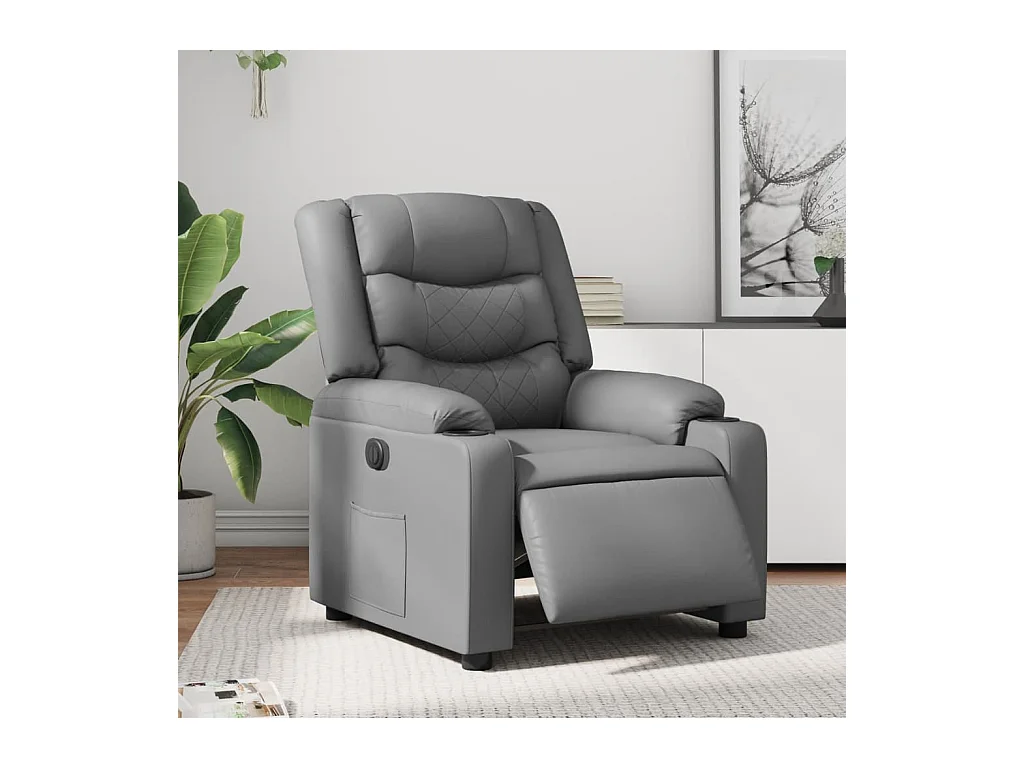 Fauteuil inclinable électrique Gris Similicuir REO95308