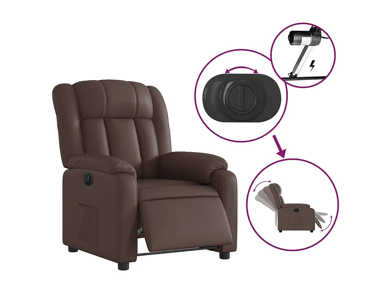 Fauteuil inclinable électrique Marron Similicuir REO69171