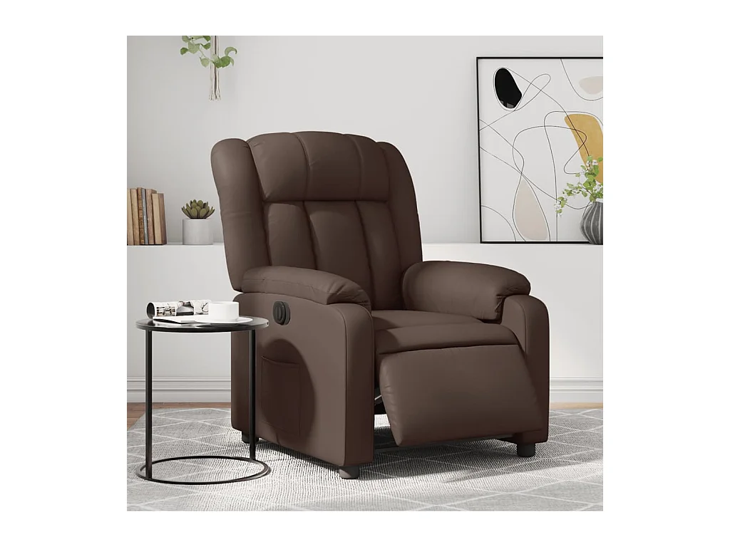 Fauteuil verstelbaar elektrisch kunstleer bruin NL863538