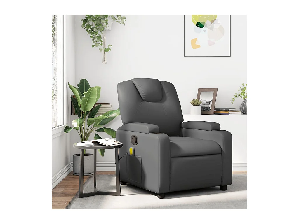 Fauteuil de massage inclinable Gris Similicuir REO20224