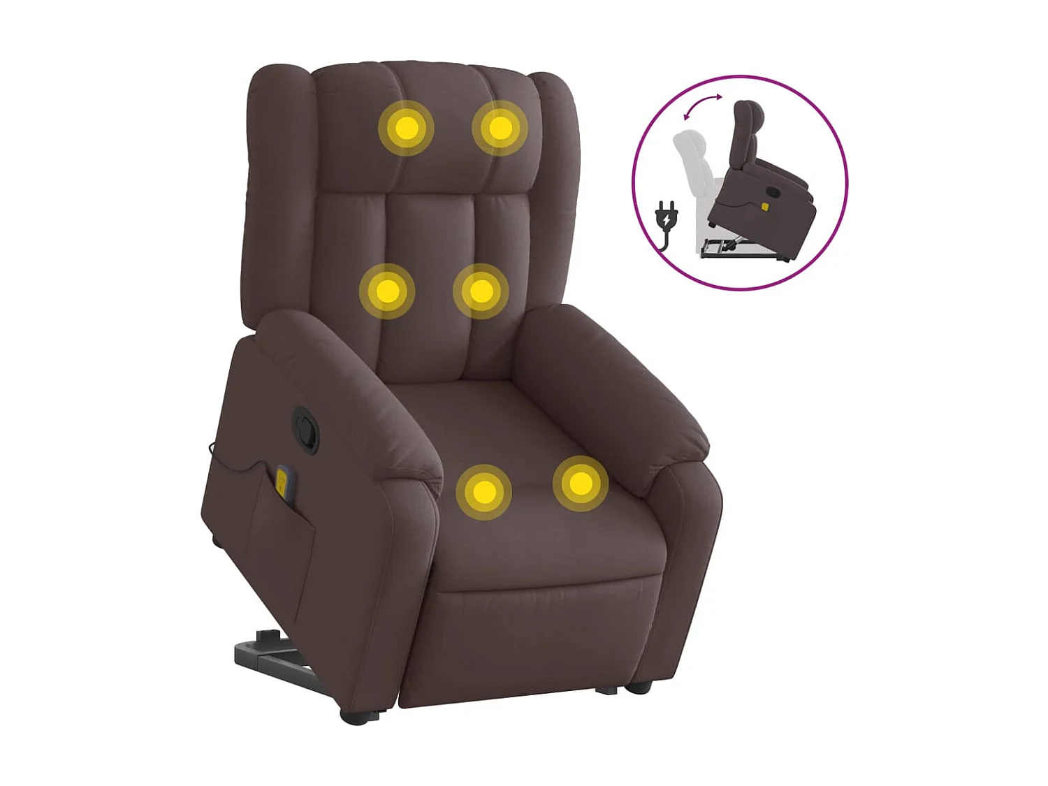 Fauteuil inclinable de massage Marron foncé Tissu REO67090