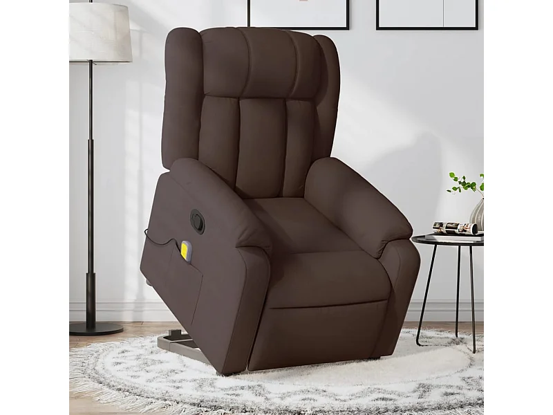 Fauteuil inclinable de massage Marron foncé Tissu REO67090