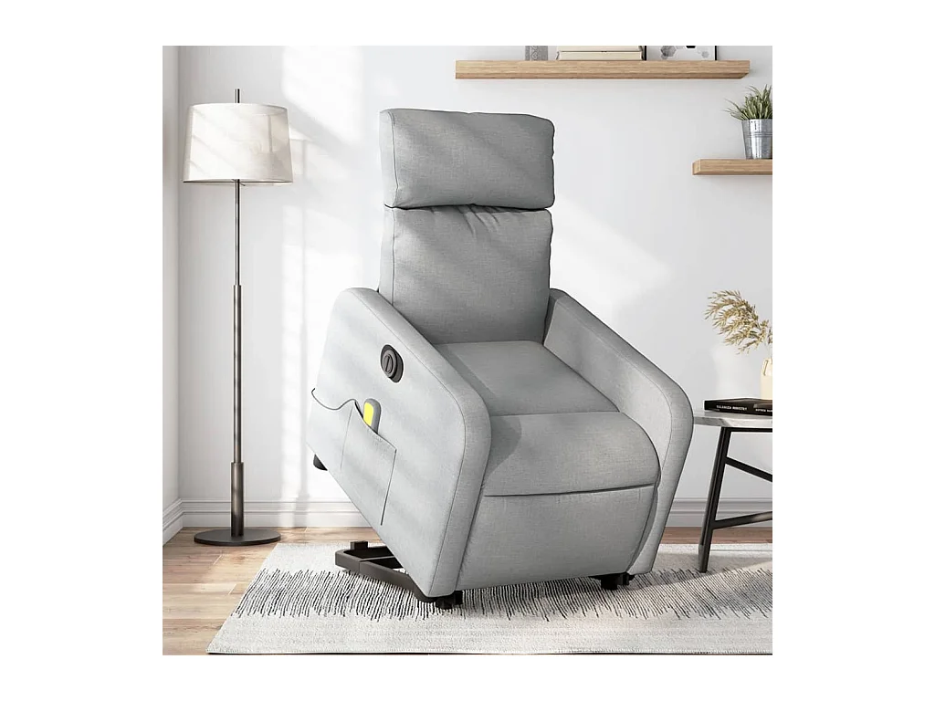 Fauteuil inclinable de massage électrique Gris clair Tissu REO14923