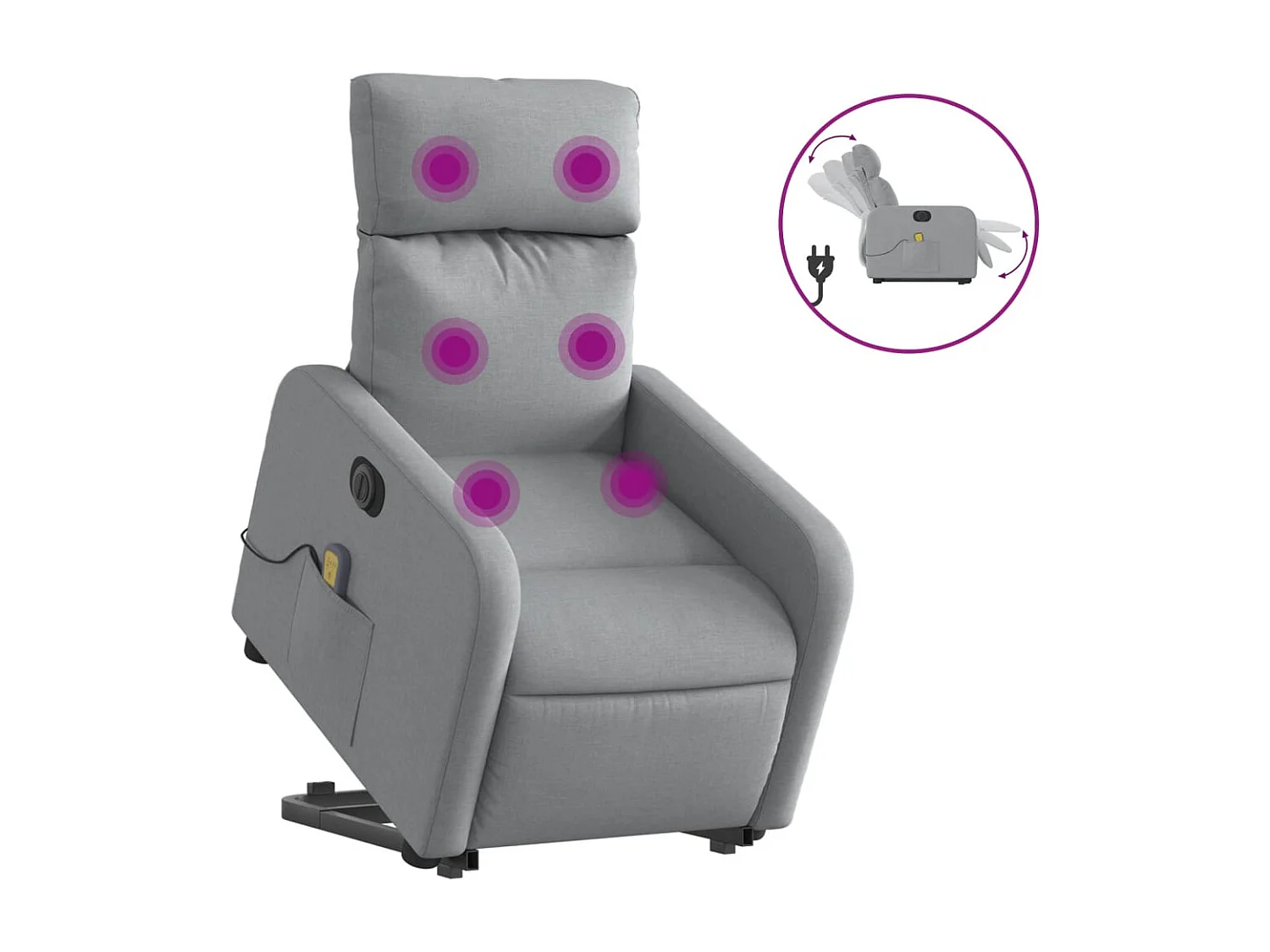 Fauteuil inclinable de massage électrique Gris clair Tissu REO14923