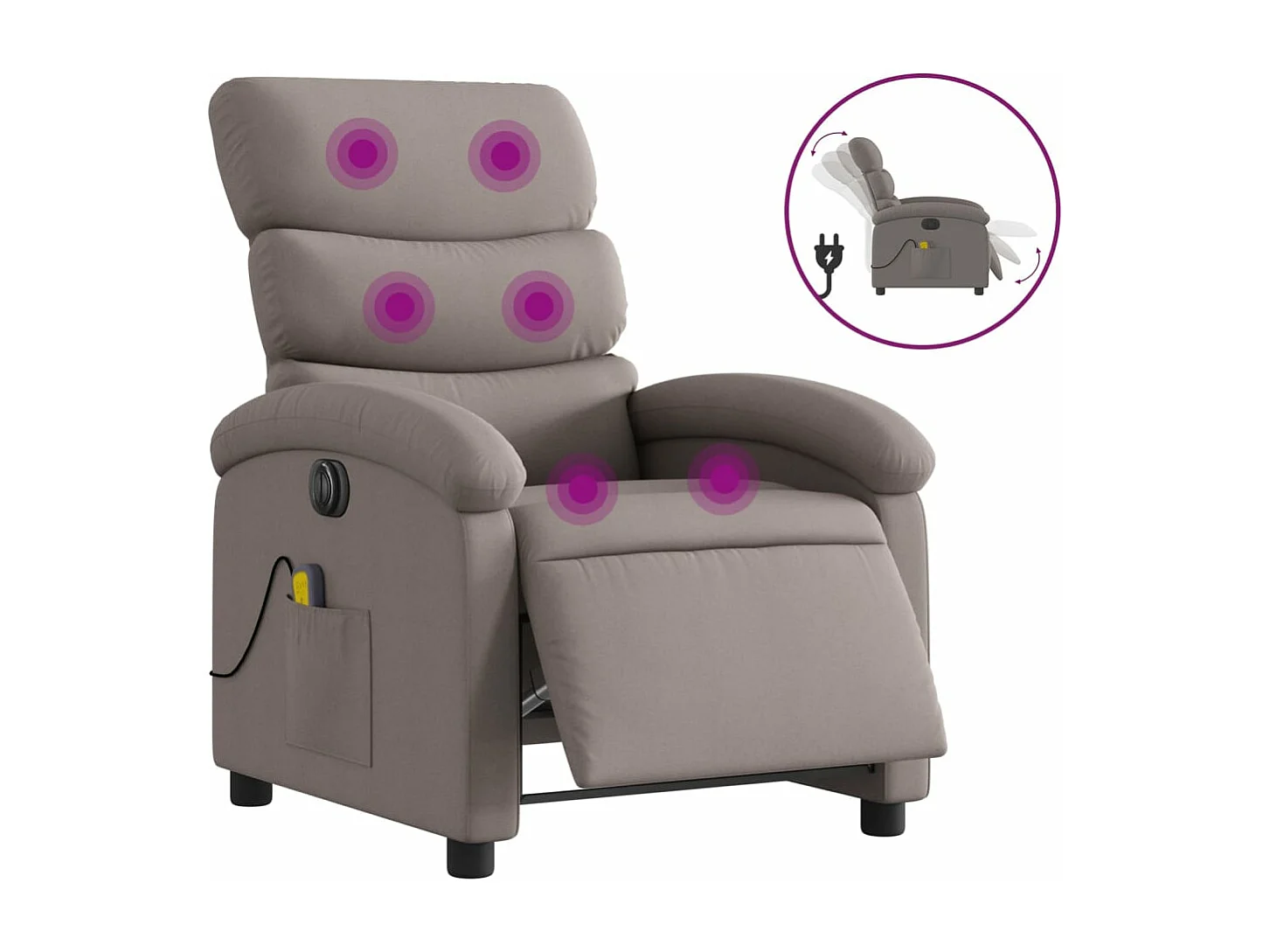 Sillón reclinable de masaje eléctrico tela gris taupe YOE80410