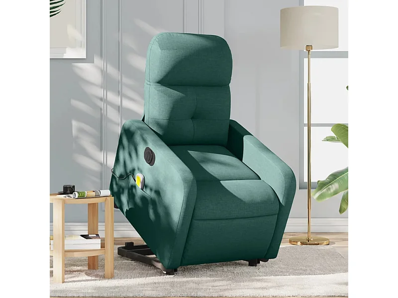 Sillón masaje eléctrico reclinable elevable tela verde oscuro YOE52710