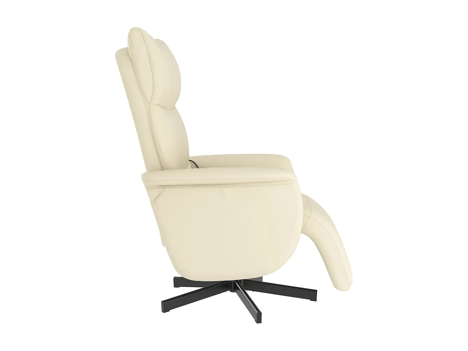 Fauteuil inclinable de massage et repose-pieds crème similicuir REO64207