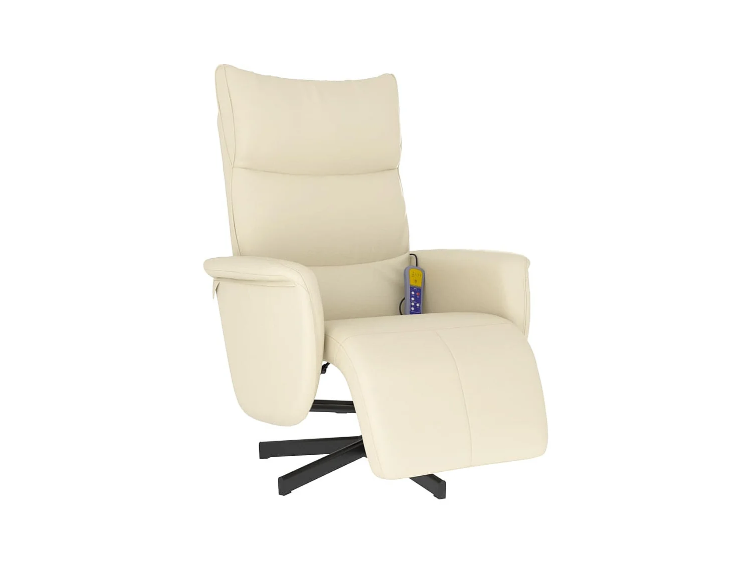 Sillón reclinable masaje con reposapiés cuero sintético crema YOE23365