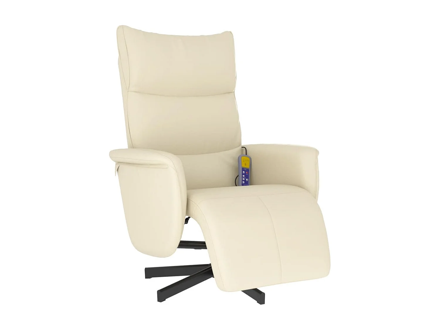 Fauteuil inclinable de massage et repose-pieds crème similicuir REO64207