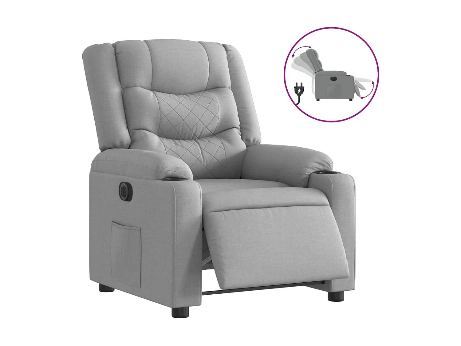 Fauteuil inclinable électrique Gris clair Tissu REO61315