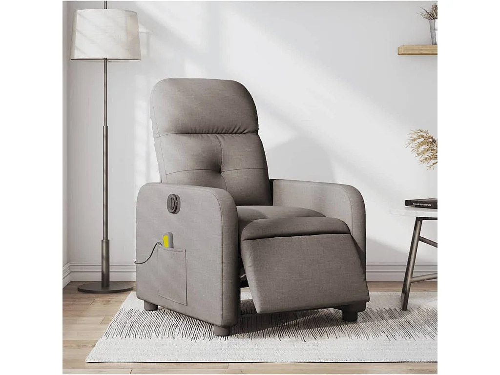 Fauteuil de massage inclinable électrique Taupe Tissu REO45228