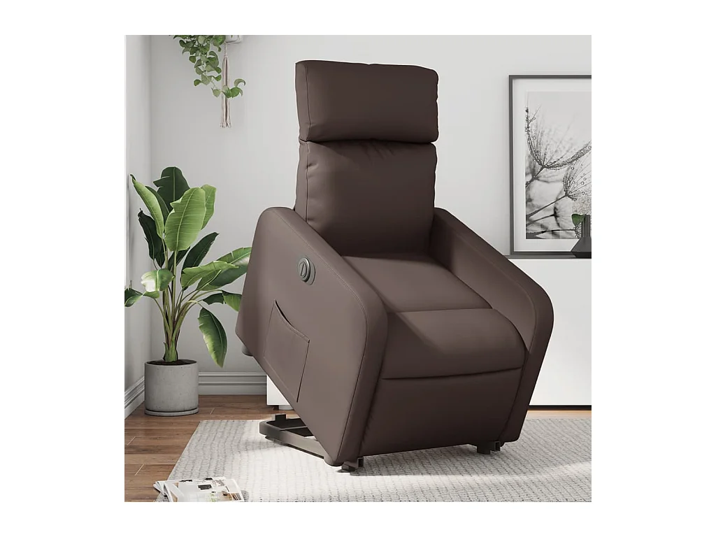 Fauteuil inclinable électrique marron similicuir REO41367