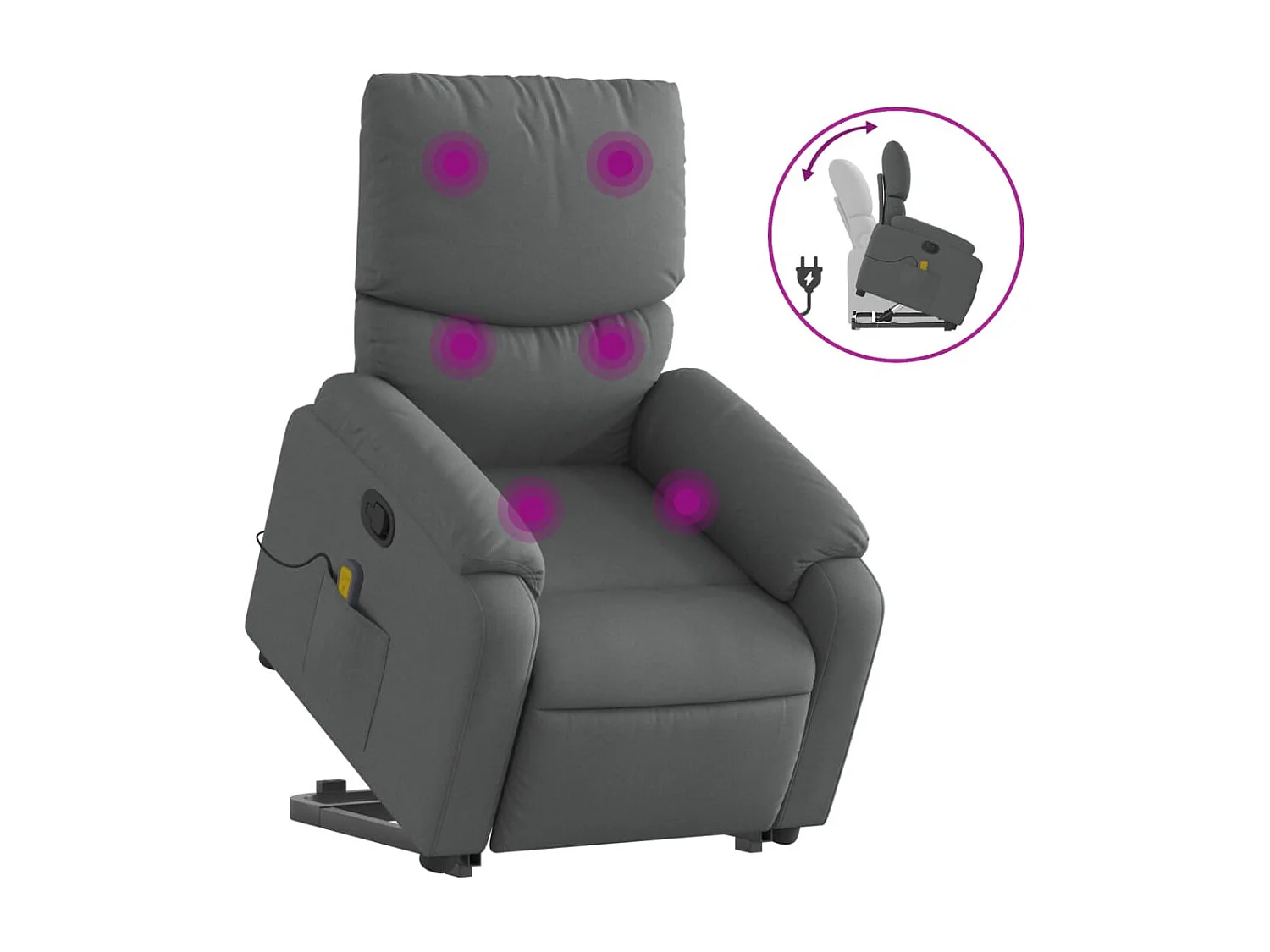Fauteuil de massage inclinable Gris foncé Tissu REO10415