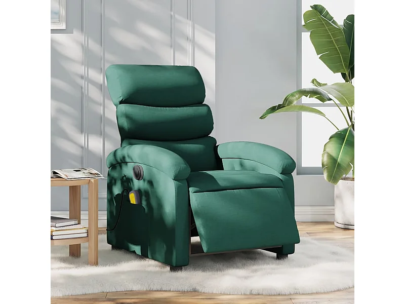 Sillón reclinable de masaje eléctrico tela verde oscuro YOE25643