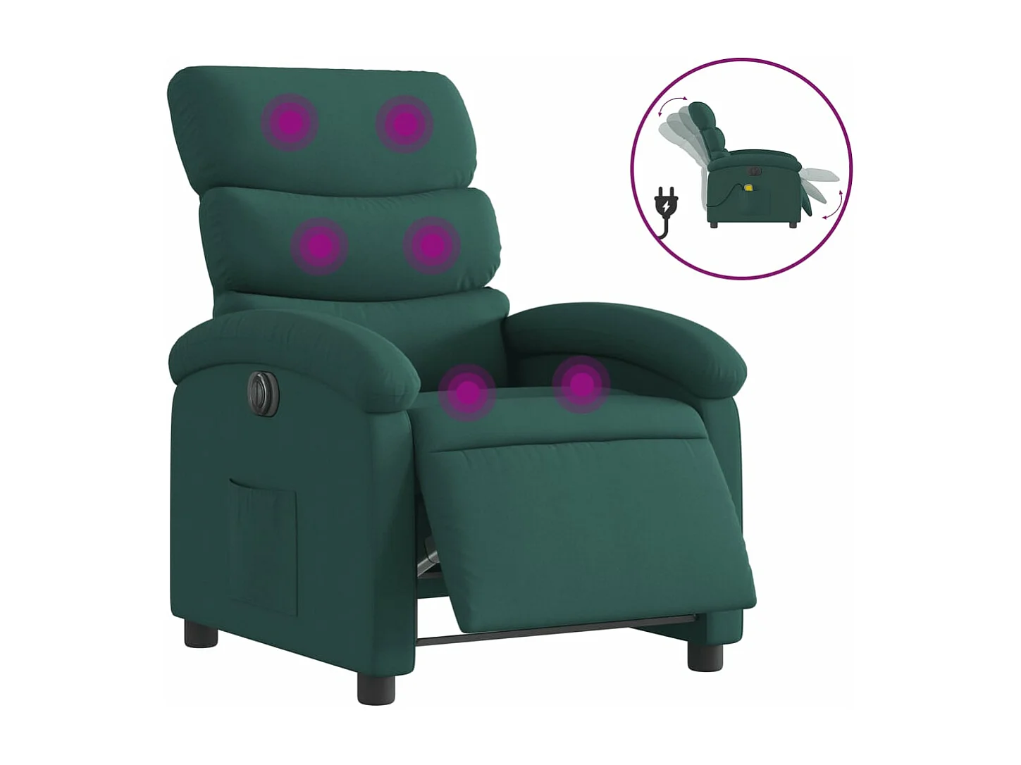Sillón reclinable de masaje eléctrico tela verde oscuro YOE25643