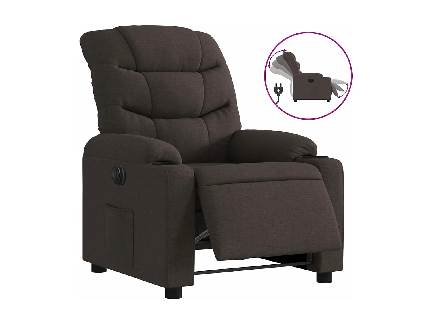 Sillón reclinable eléctrico tela marrón oscuro YOE65035