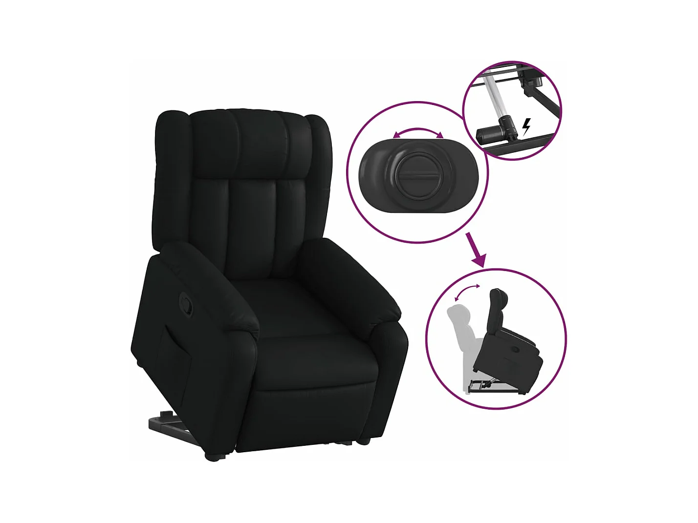 Fauteuil inclinable Noir Similicuir REO78702