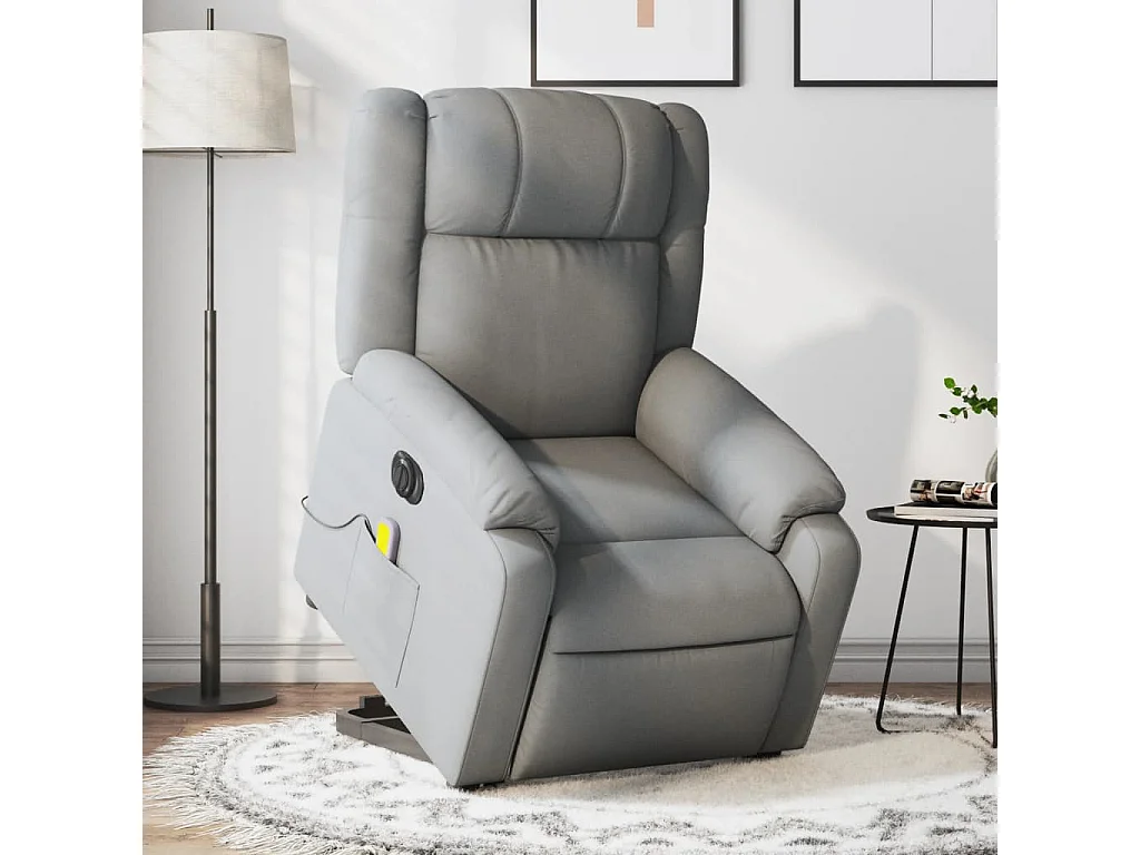 Fauteuil inclinable de massage électrique Gris clair Tissu REO87222