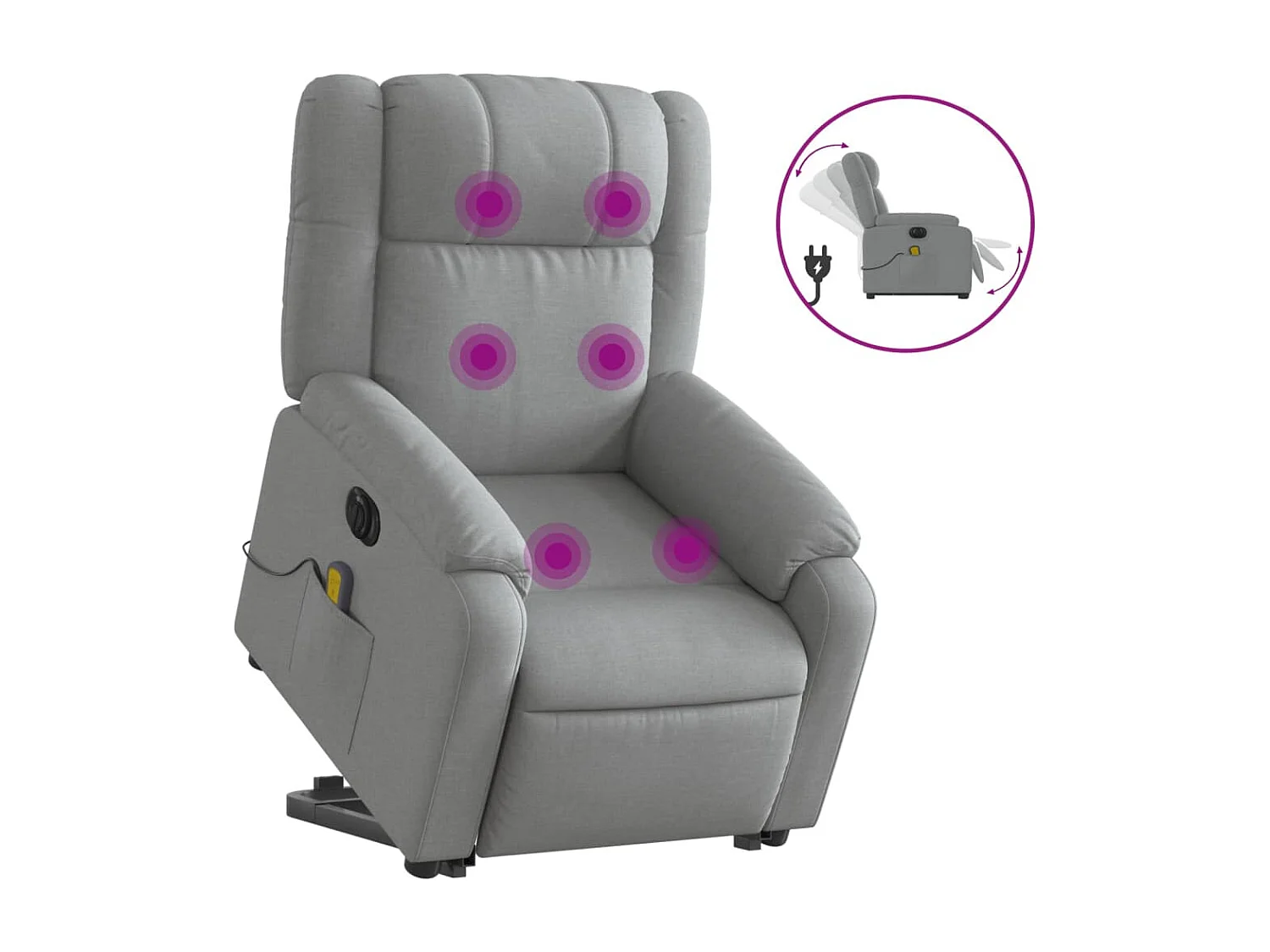 Fauteuil inclinable de massage électrique Gris clair Tissu REO87222