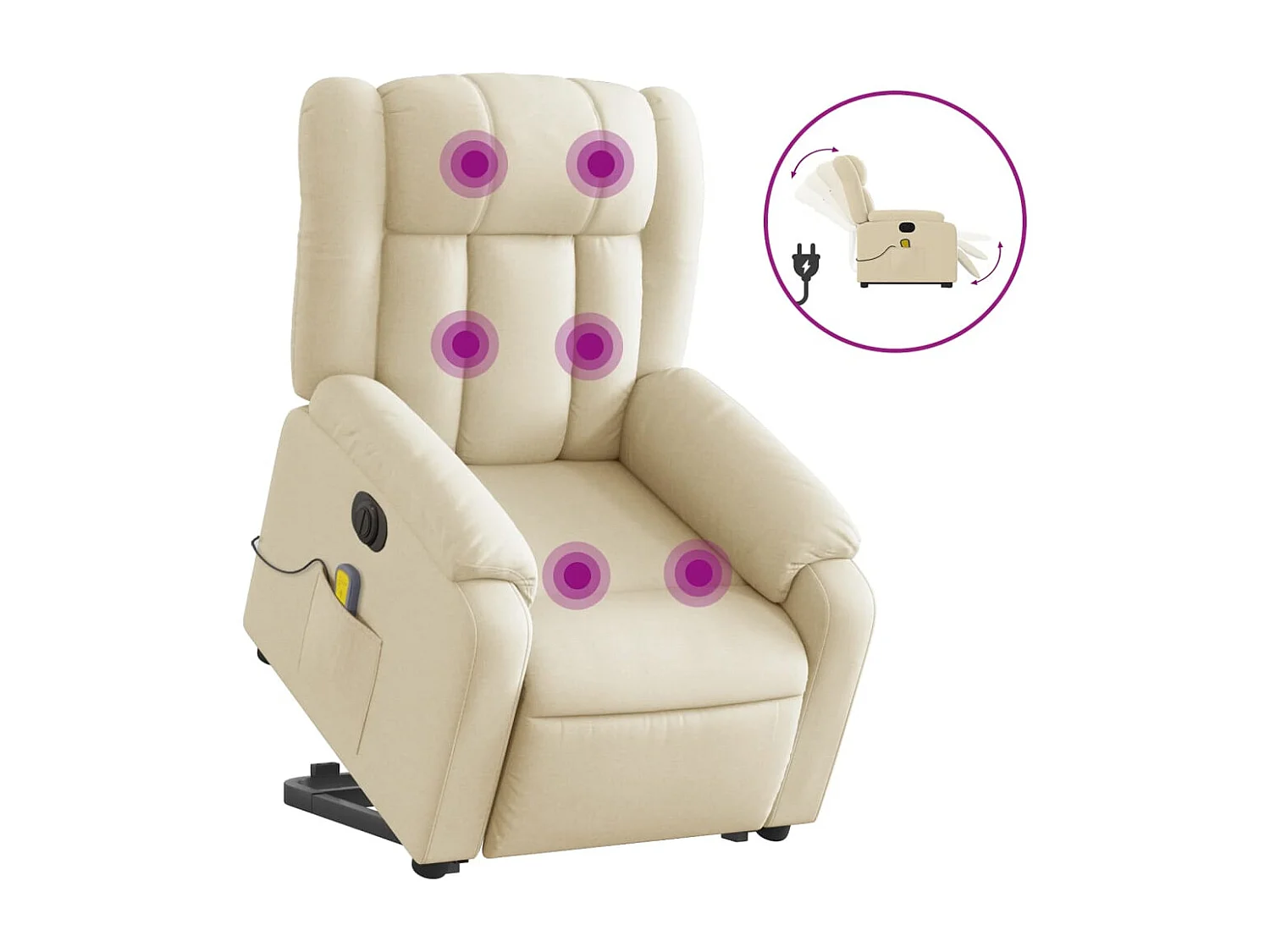 Sillón de masaje eléctrico reclinable elevable tela crema YOE85076