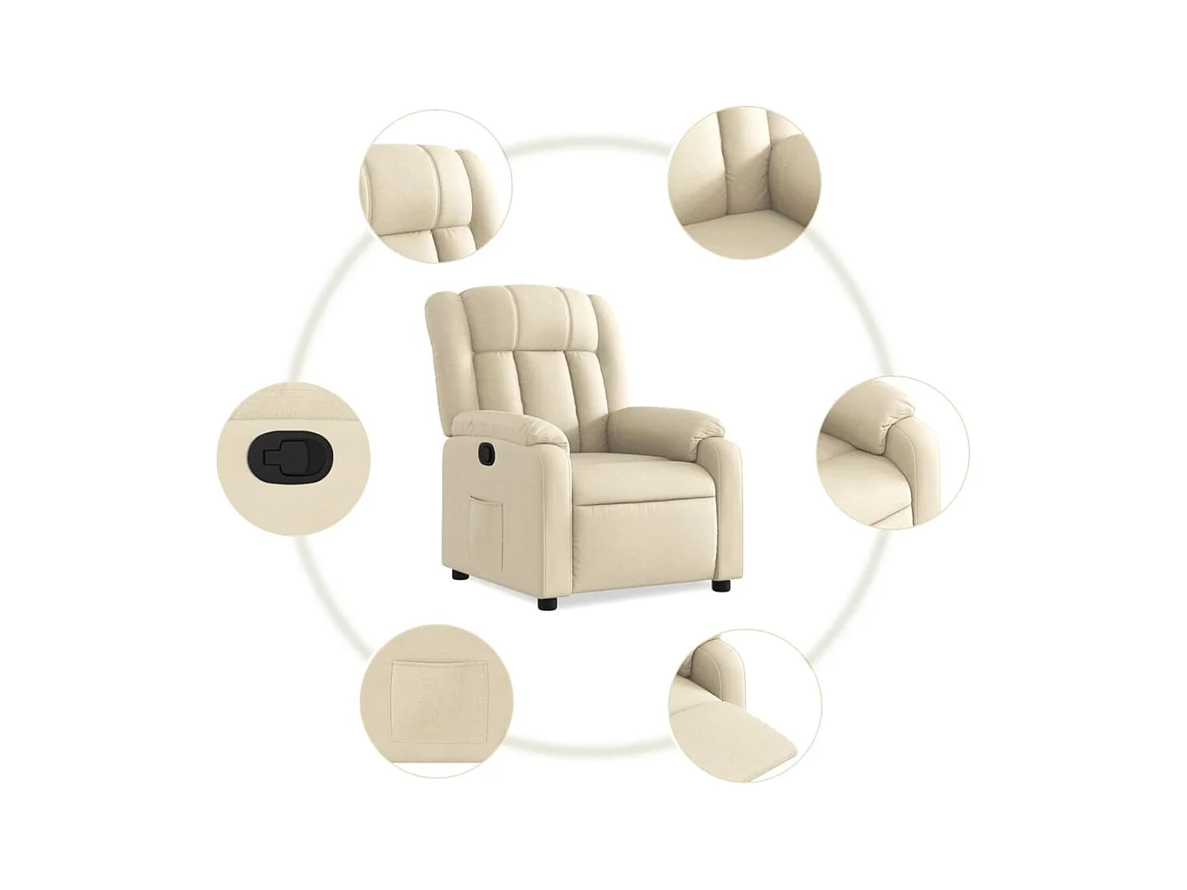Fauteuil verstelbaar stof crèmekleurig NL944314