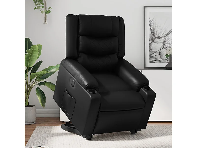 Fauteuil inclinable électrique noir similicuir REO30428