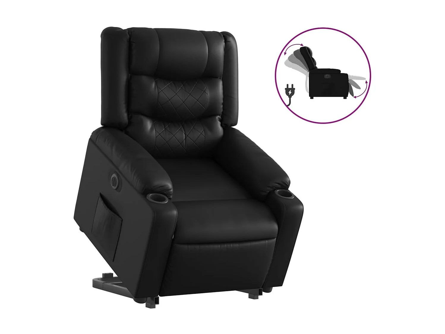 Fauteuil inclinable électrique noir similicuir REO30428