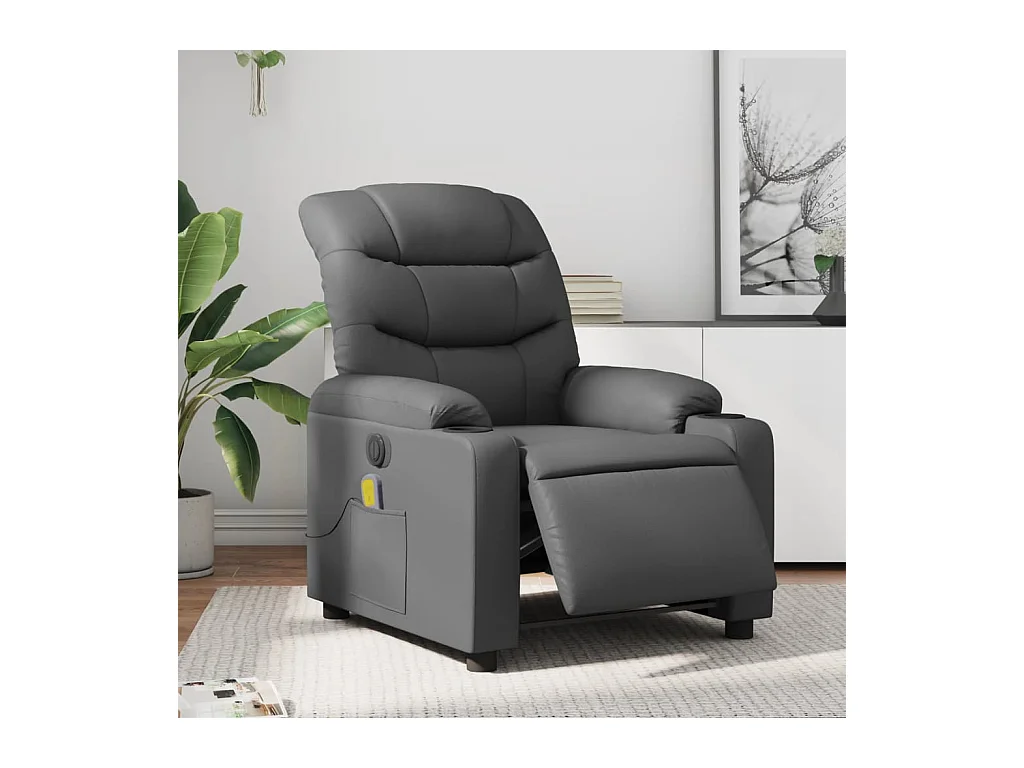 Fauteuil de massage inclinable électrique gris similicuir REO76347