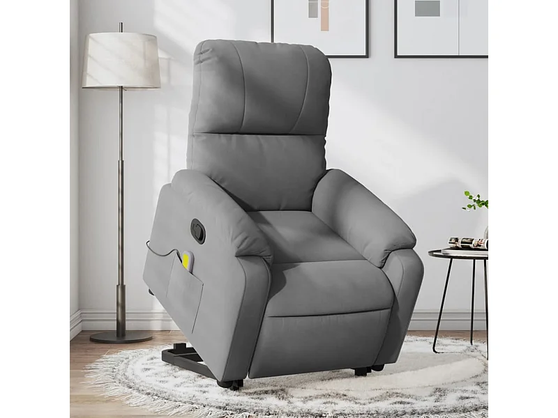 Fauteuil inclinable de massage gris foncé tissu microfibre REO90236