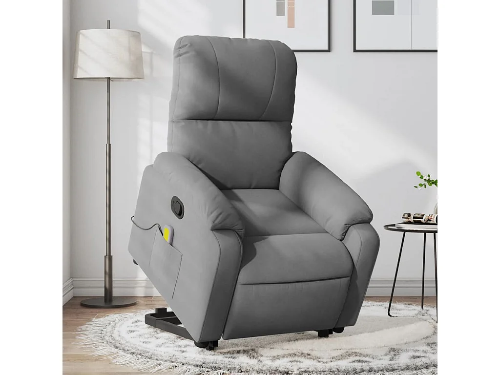 Fauteuil inclinable de massage gris foncé tissu microfibre REO90236