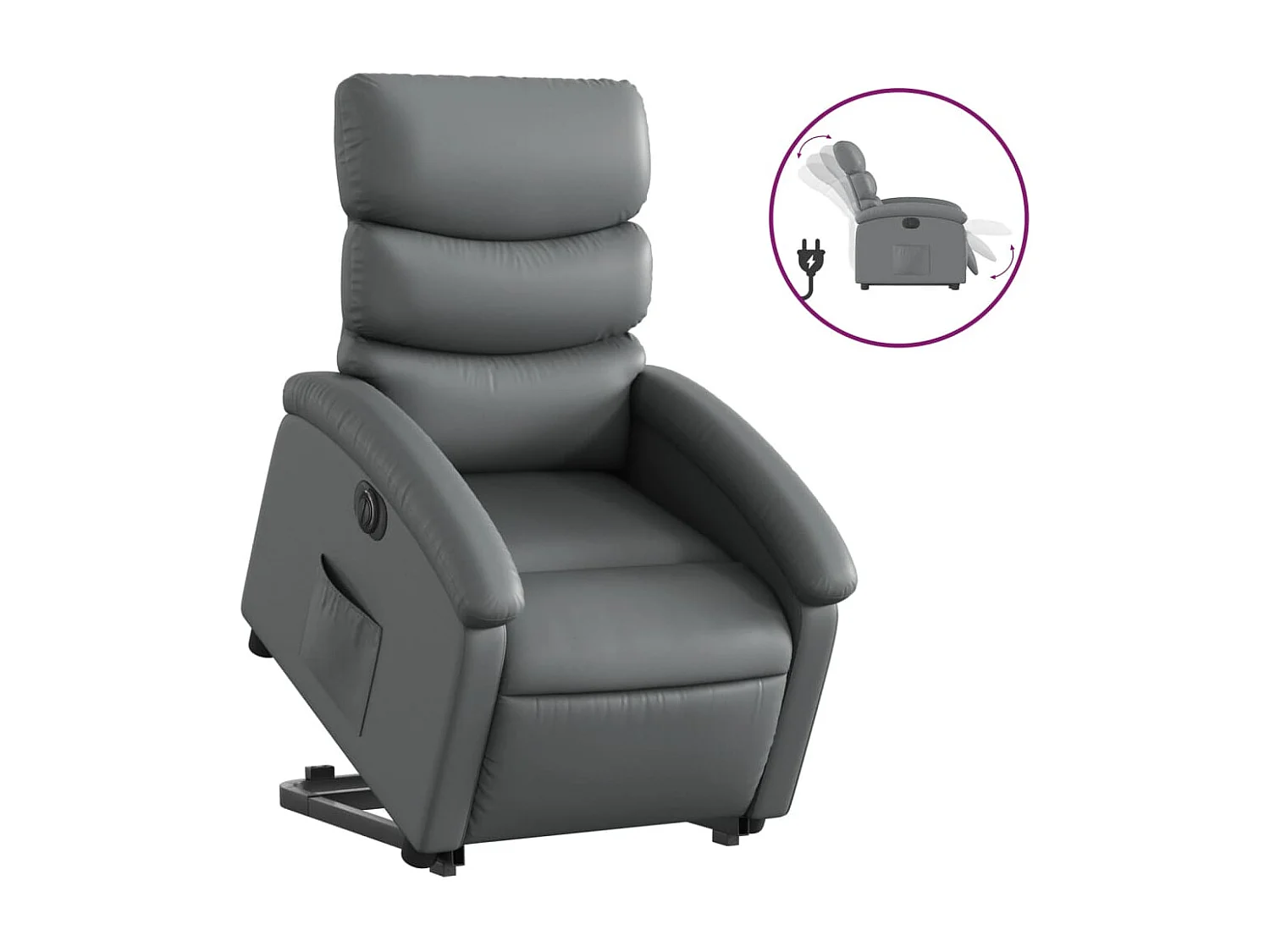 Fauteuil inclinable électrique gris similicuir REO68637