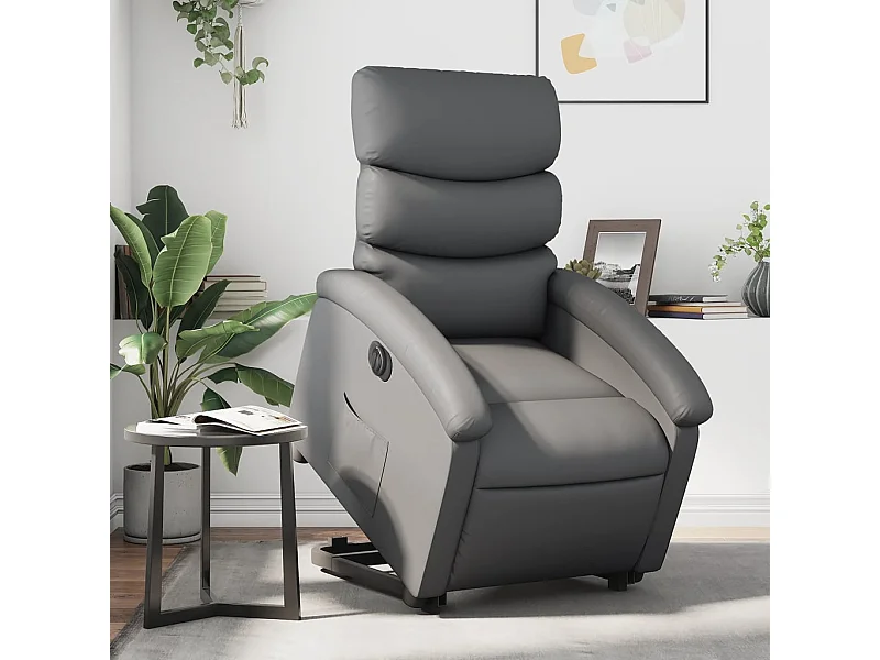 Sta-op-stoel elektrisch kunstleer grijs NL639733