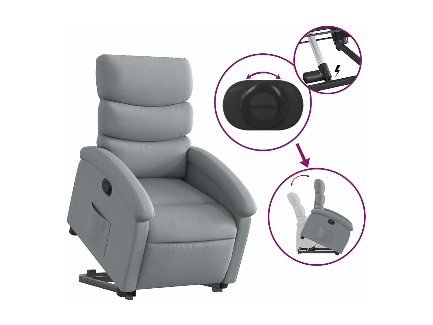 Fauteuil inclinable Gris clair Tissu REO58452