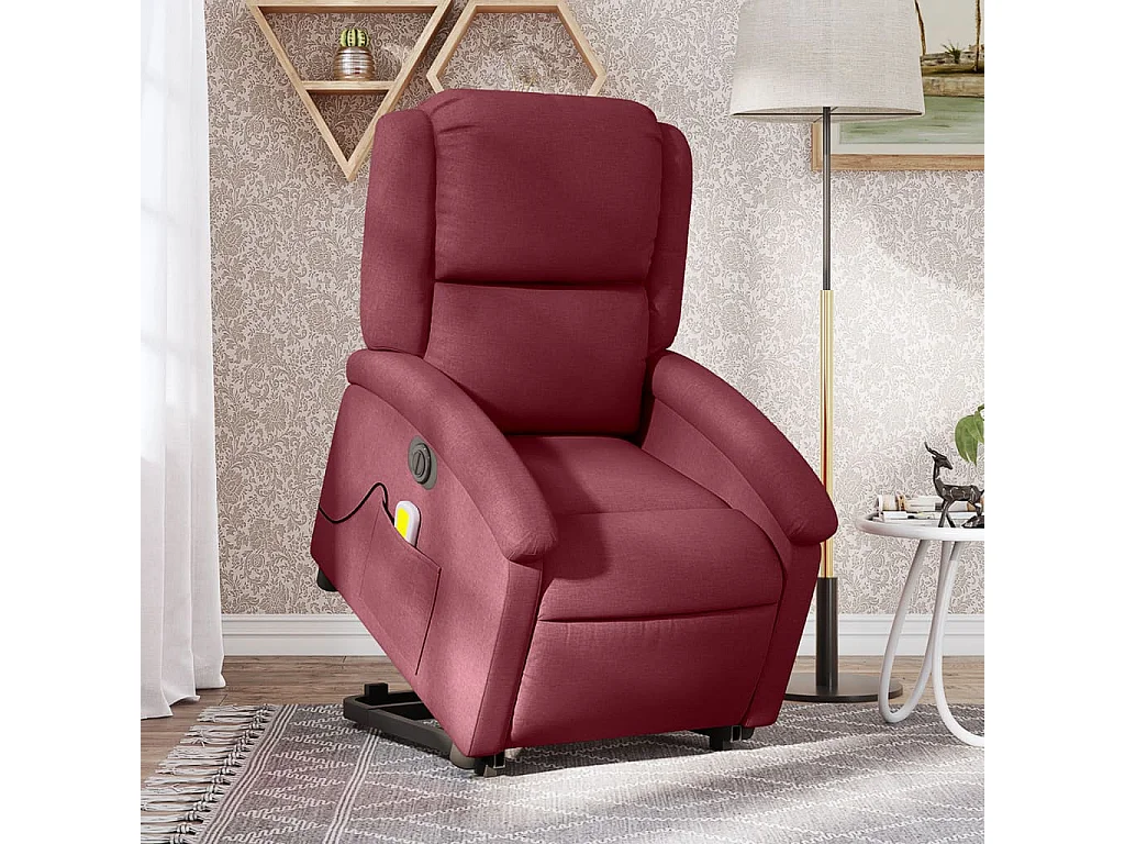 Fauteuil inclinable de massage électrique Rouge bordeaux Tissu REO21888