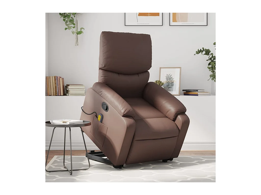 Fauteuil inclinable de massage Marron Similicuir REO31872