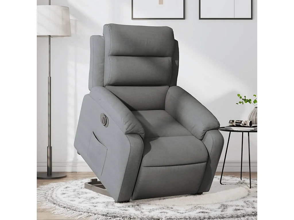 Fauteuil inclinable électrique gris foncé tissu REO14169