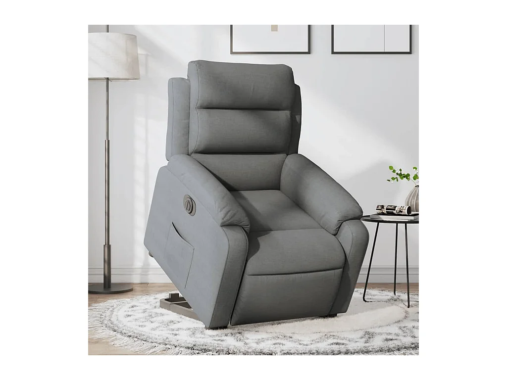 Fauteuil inclinable électrique gris foncé tissu REO14169