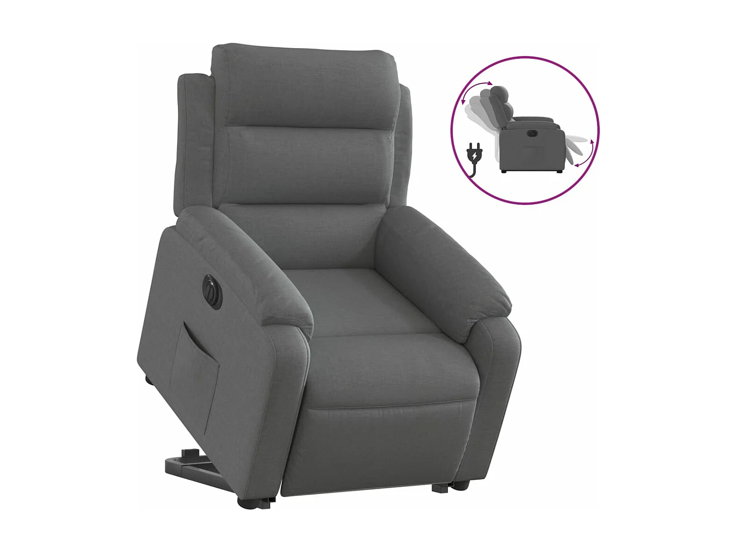 Fauteuil inclinable électrique gris foncé tissu REO14169