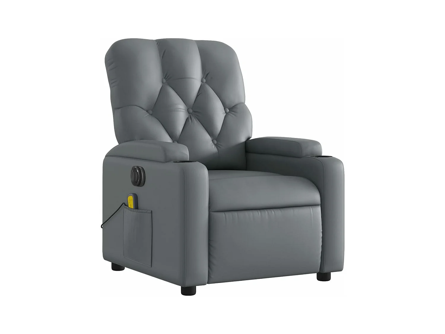 Sillón de masaje reclinable eléctrico cuero sintético gris YOE40225