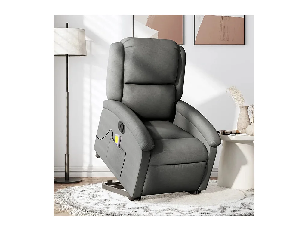 Fauteuil inclinable de massage électrique Gris foncé Tissu REO94303