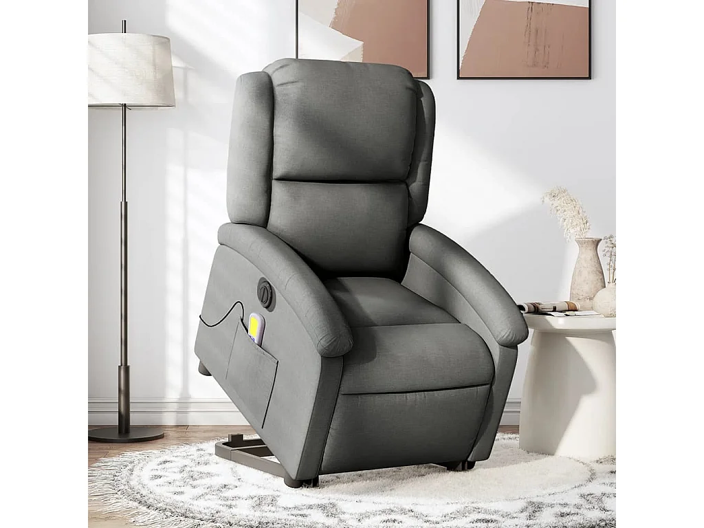 Fauteuil inclinable de massage électrique Gris foncé Tissu REO94303
