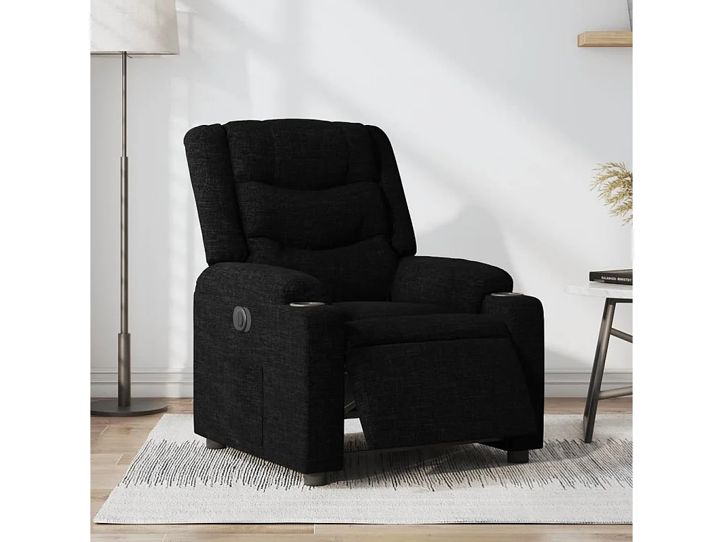 Sillón reclinable eléctrico de tela negro YOE42803