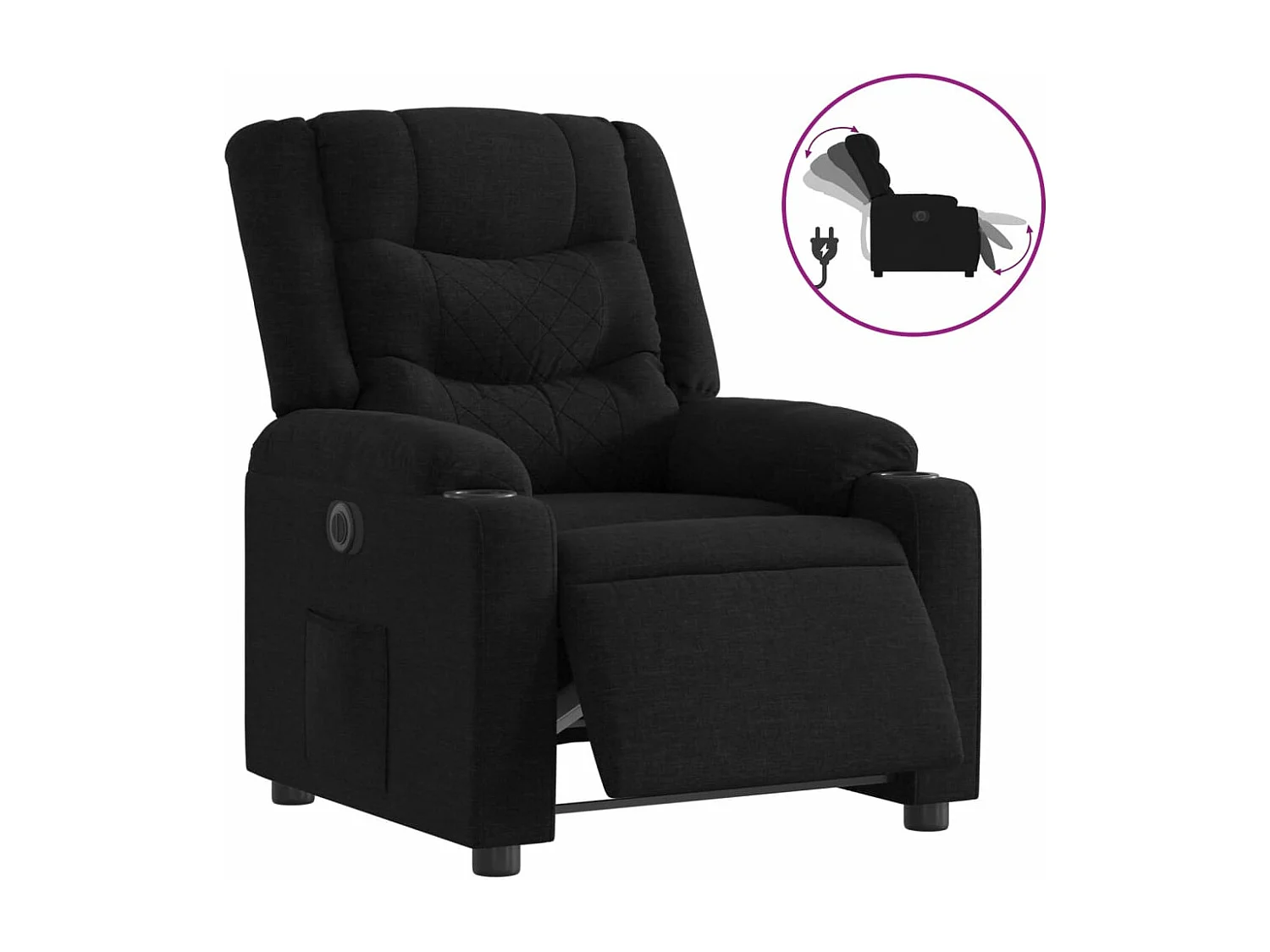 Fauteuil inclinable électrique Noir Tissu REO88214