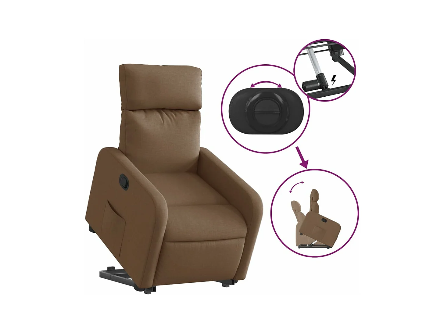 Relaxsessel | Fernsehsessel mit Aufstehhilfe Braun Stoff -gkd579439