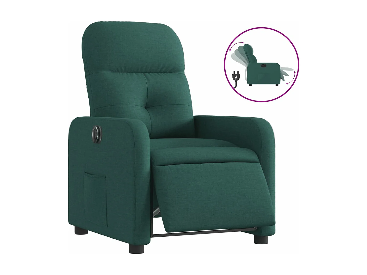 Fauteuil inclinable électrique Vert foncé Tissu REO77718