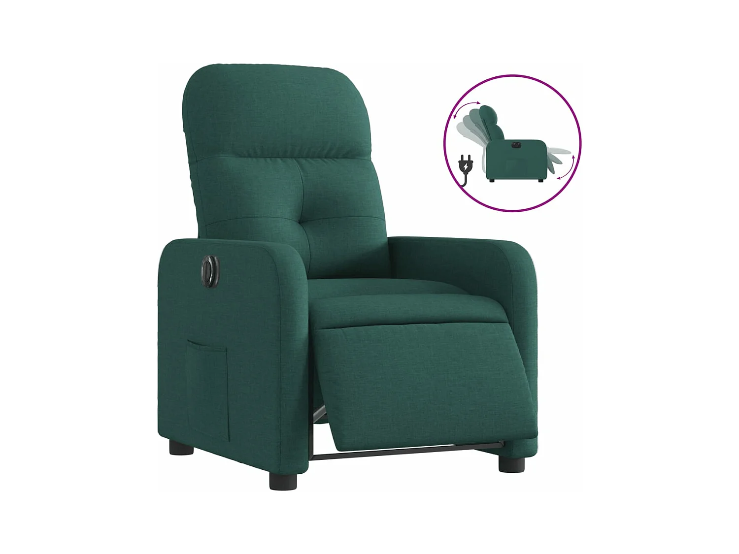 Fauteuil inclinable électrique Vert foncé Tissu REO77718