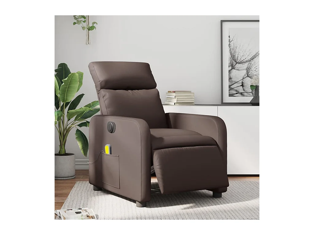 Fauteuil de massage inclinable électrique marron similicuir REO80306