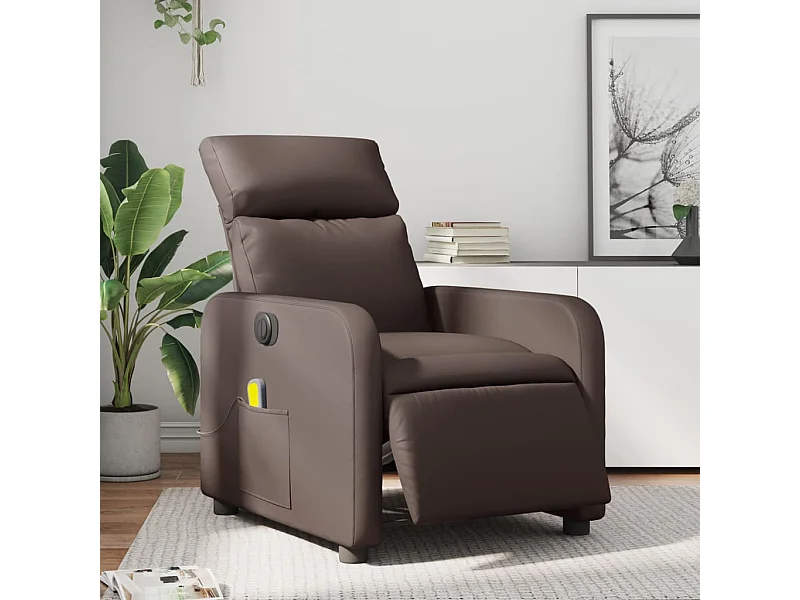 Fauteuil de massage inclinable électrique marron similicuir REO80306
